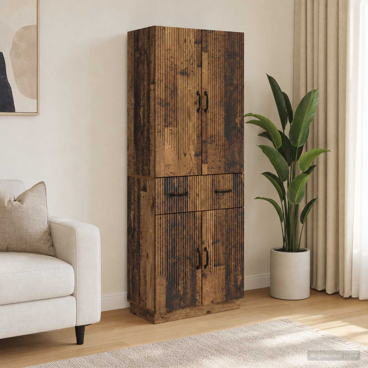 Cabinet Set 2 pcs Engineered Wood Old wood