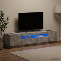 LED TV Cabinet HOORN 3 pcs Engineered Wood Concrete grey 100 cm