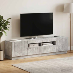 LED TV Cabinet HOORN 3 pcs Engineered Wood Concrete grey 81 cm