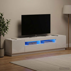 LED TV Cabinet HOORN 3 pcs Engineered Wood High gloss white 100 cm