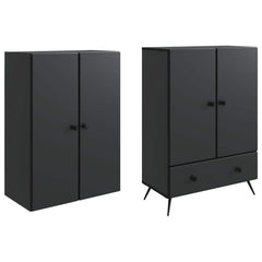 Cabinet Set 2 pcs Engineered Wood Black