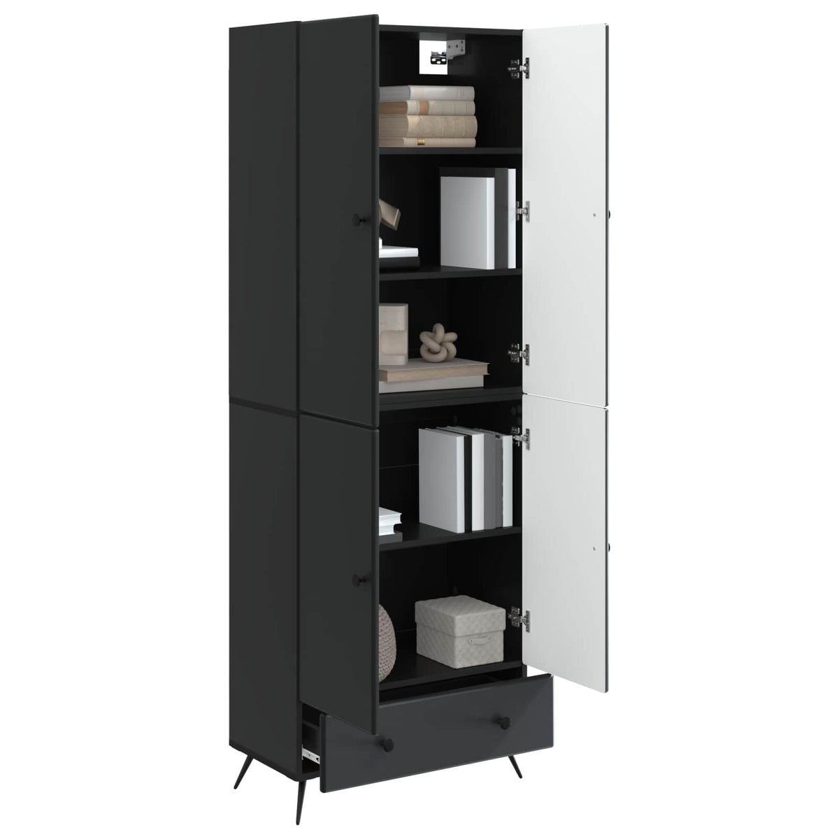 Cabinet Set 2 pcs Engineered Wood Black
