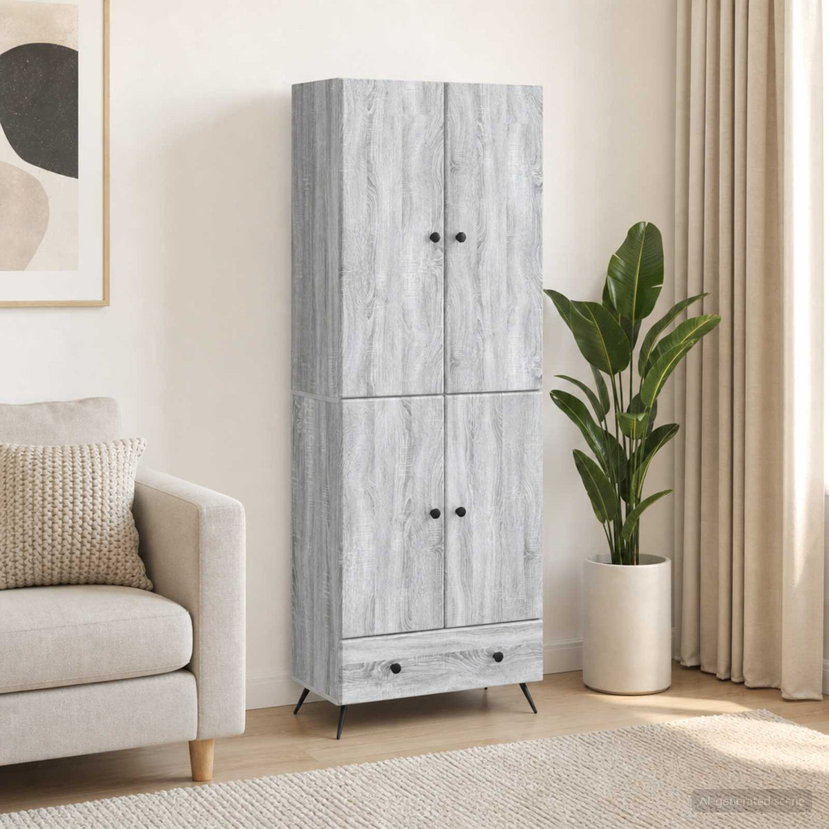 Cabinet Set 2 pcs Engineered Wood Grey sonoma