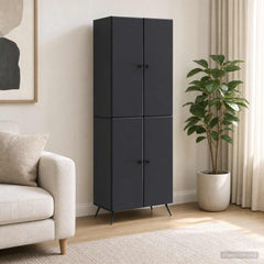 Cabinet Set 2 pcs Engineered Wood Black