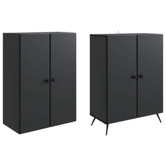 Cabinet Set 2 pcs Engineered Wood Black