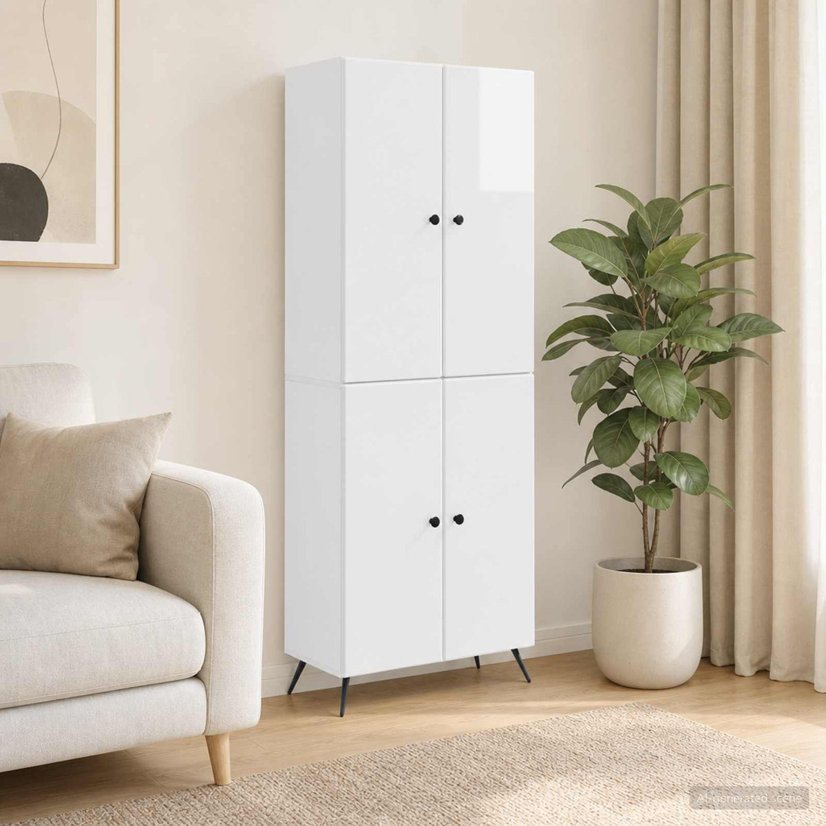 Cabinet Set 2 pcs Engineered Wood High gloss white