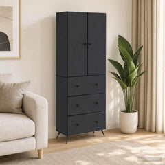 vidaXL Cabinet Set 2 pcs 66 x 34.5 x 90 cm Engineered Wood Black 1