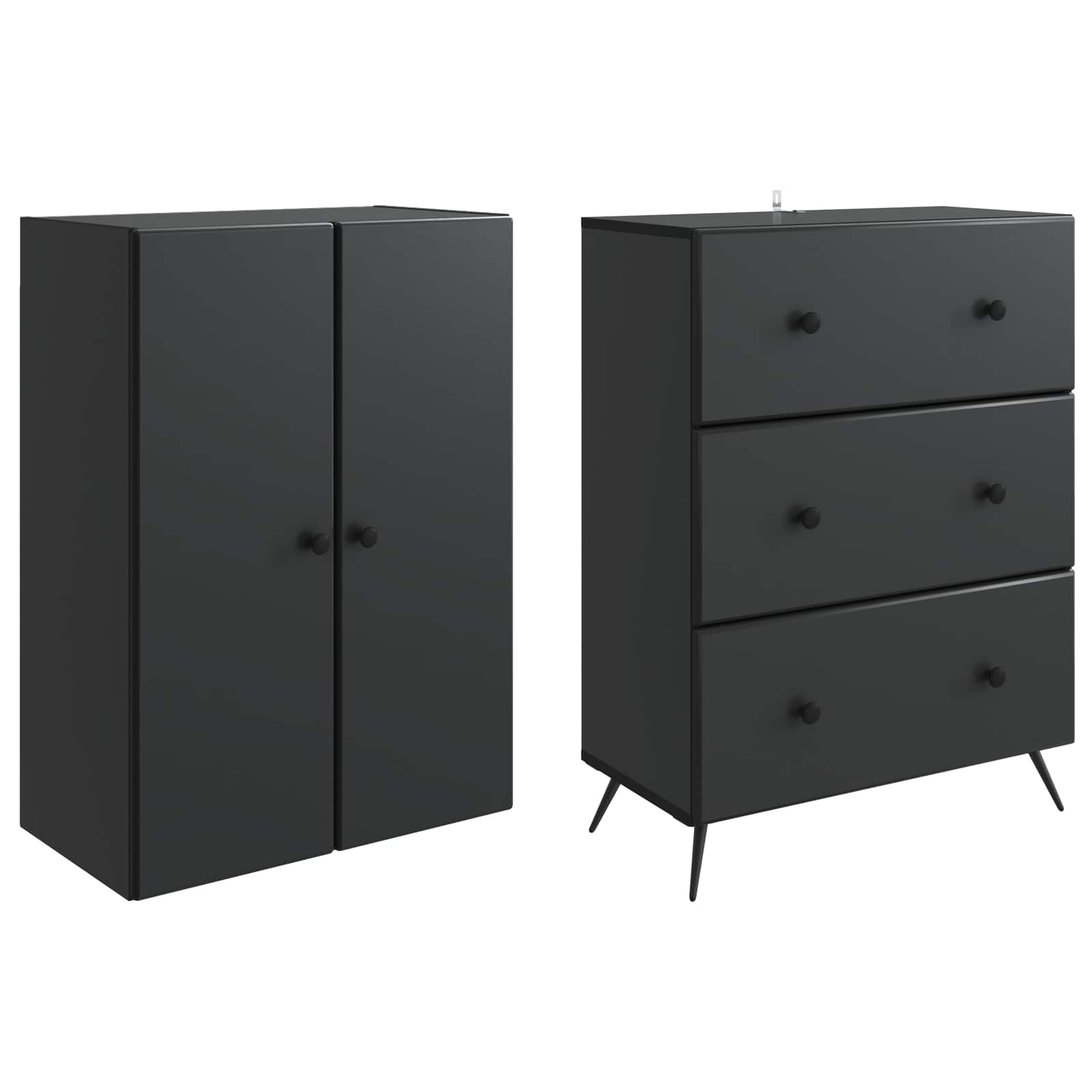 vidaXL Cabinet Set 2 pcs 66 x 34.5 x 90 cm Engineered Wood Black 4