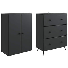 vidaXL Cabinet Set 2 pcs 66 x 34.5 x 90 cm Engineered Wood Black 4