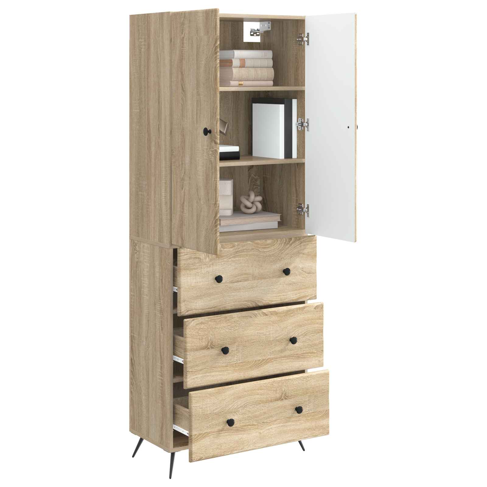 vidaXL Cabinet Set 2 pcs 66 x 34.5 x 90 cm Engineered Wood Sonoma Oak 3