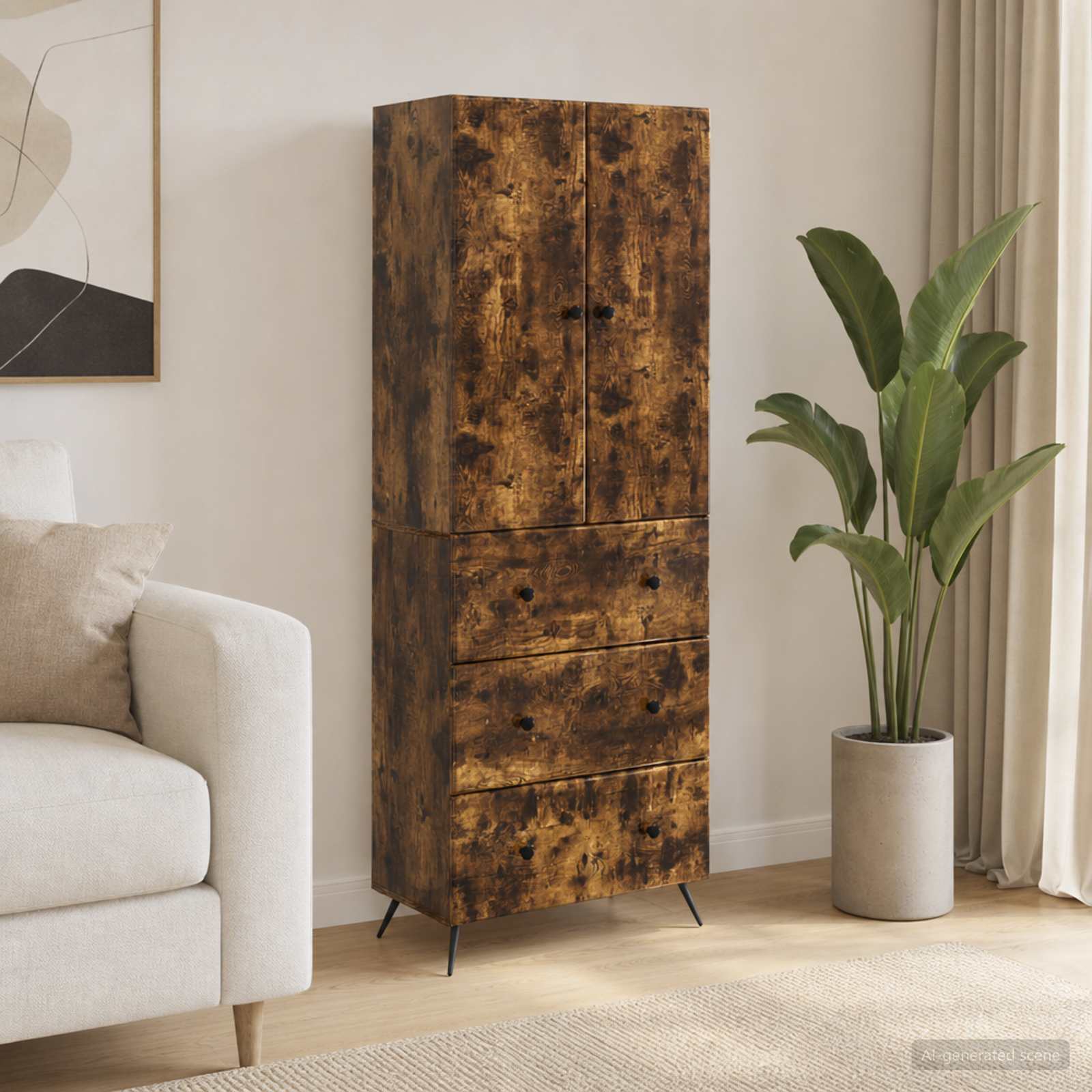 vidaXL Cabinet Set 2 pcs 66 x 34.5 x 90 cm Engineered Wood Smoked Oak 1