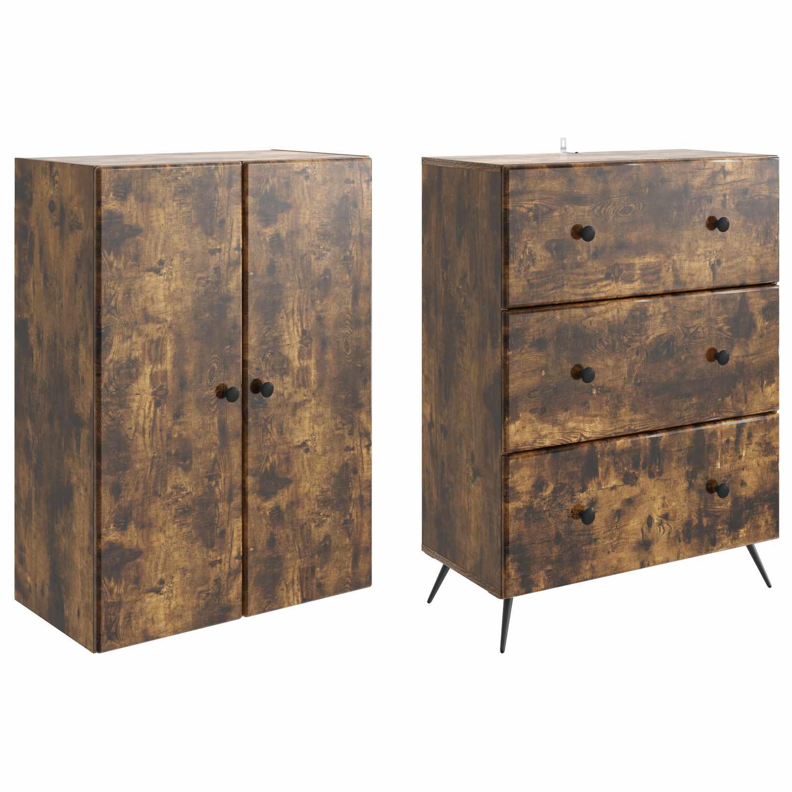 vidaXL Cabinet Set 2 pcs 66 x 34.5 x 90 cm Engineered Wood Smoked Oak 4