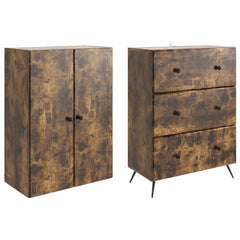 vidaXL Cabinet Set 2 pcs 66 x 34.5 x 90 cm Engineered Wood Smoked Oak 4