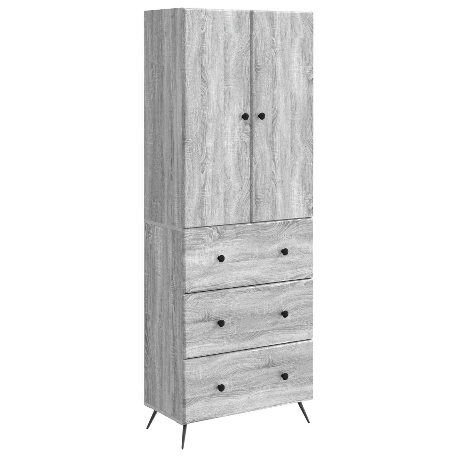 vidaXL Cabinet Set 2 pcs 66 x 34.5 x 90 cm Engineered Wood Grey Sonoma 2