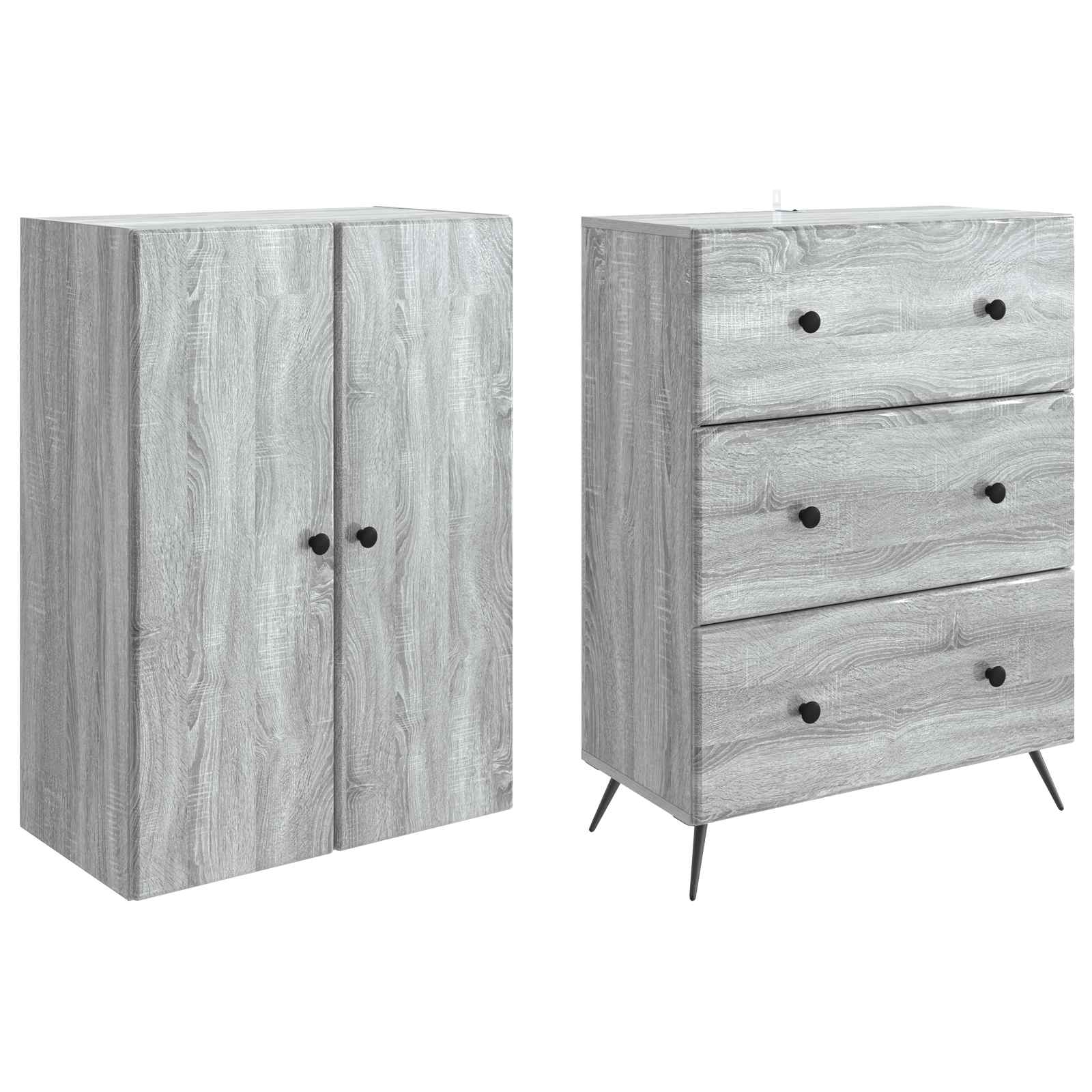vidaXL Cabinet Set 2 pcs 66 x 34.5 x 90 cm Engineered Wood Grey Sonoma 4