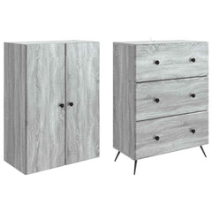 vidaXL Cabinet Set 2 pcs 66 x 34.5 x 90 cm Engineered Wood Grey Sonoma 4
