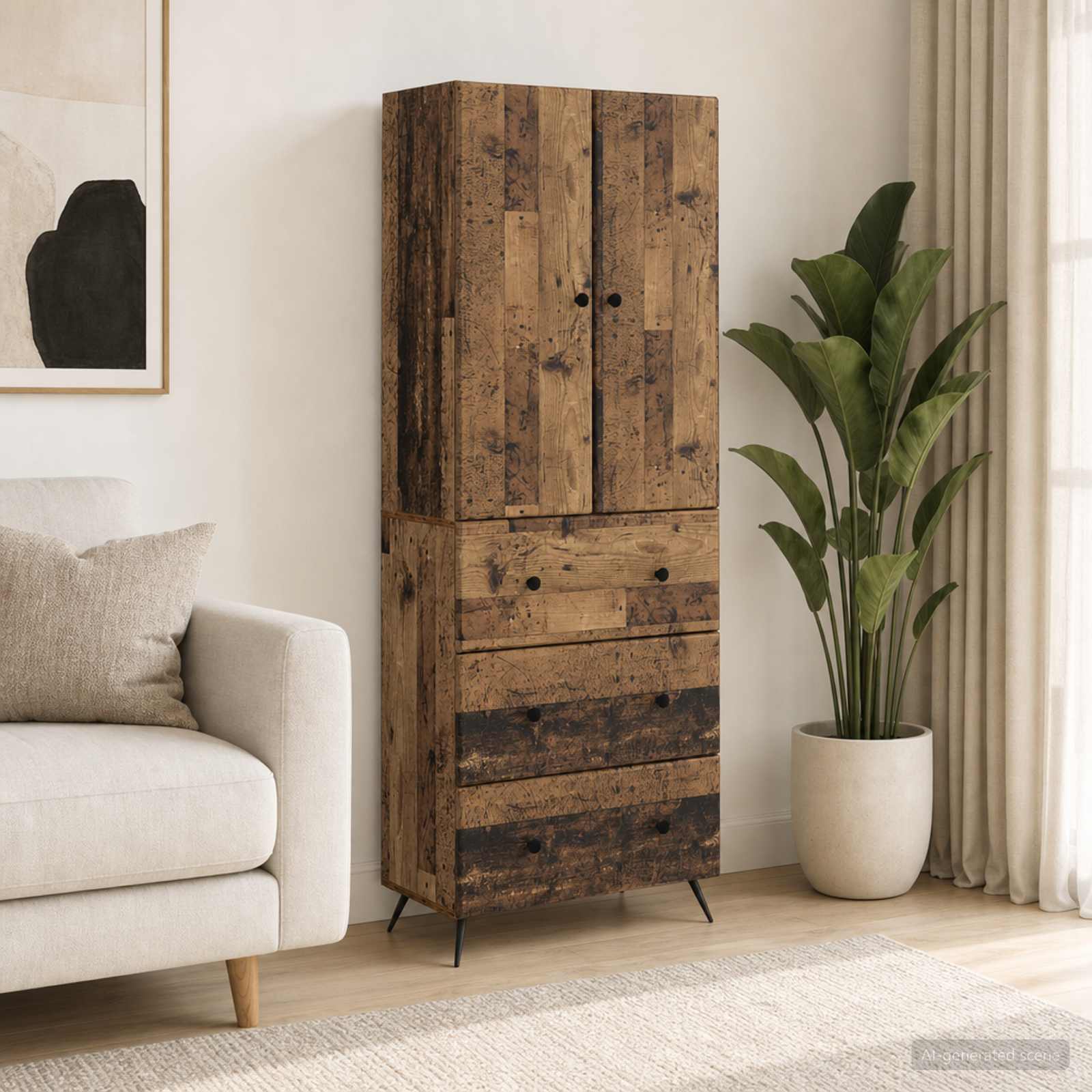 vidaXL Cabinet Set 2 pcs 66 x 34.5 x 90 cm Engineered Wood Old Wood 1