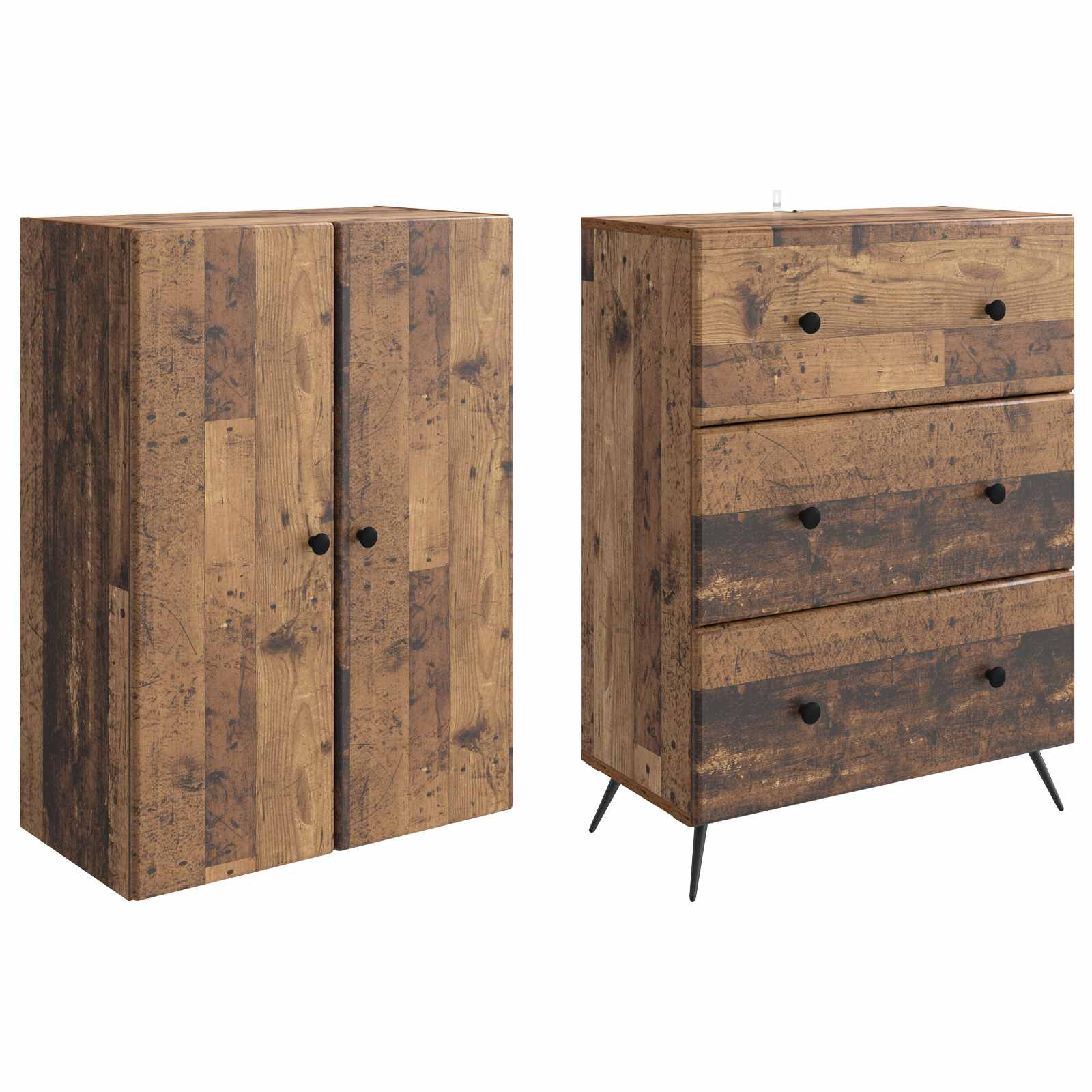 vidaXL Cabinet Set 2 pcs 66 x 34.5 x 90 cm Engineered Wood Old Wood 4