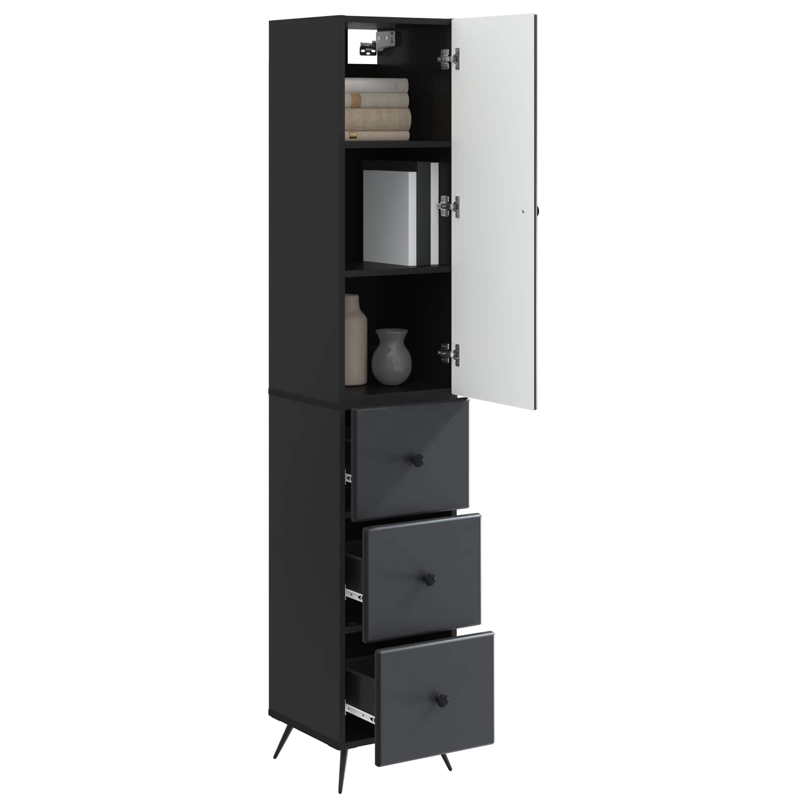 vidaXL Cabinet Set 2 pcs 34.5 x 34.5 x 90 cm Engineered Wood Black 3