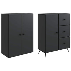 Cabinet Set 2 pcs Engineered Wood Black