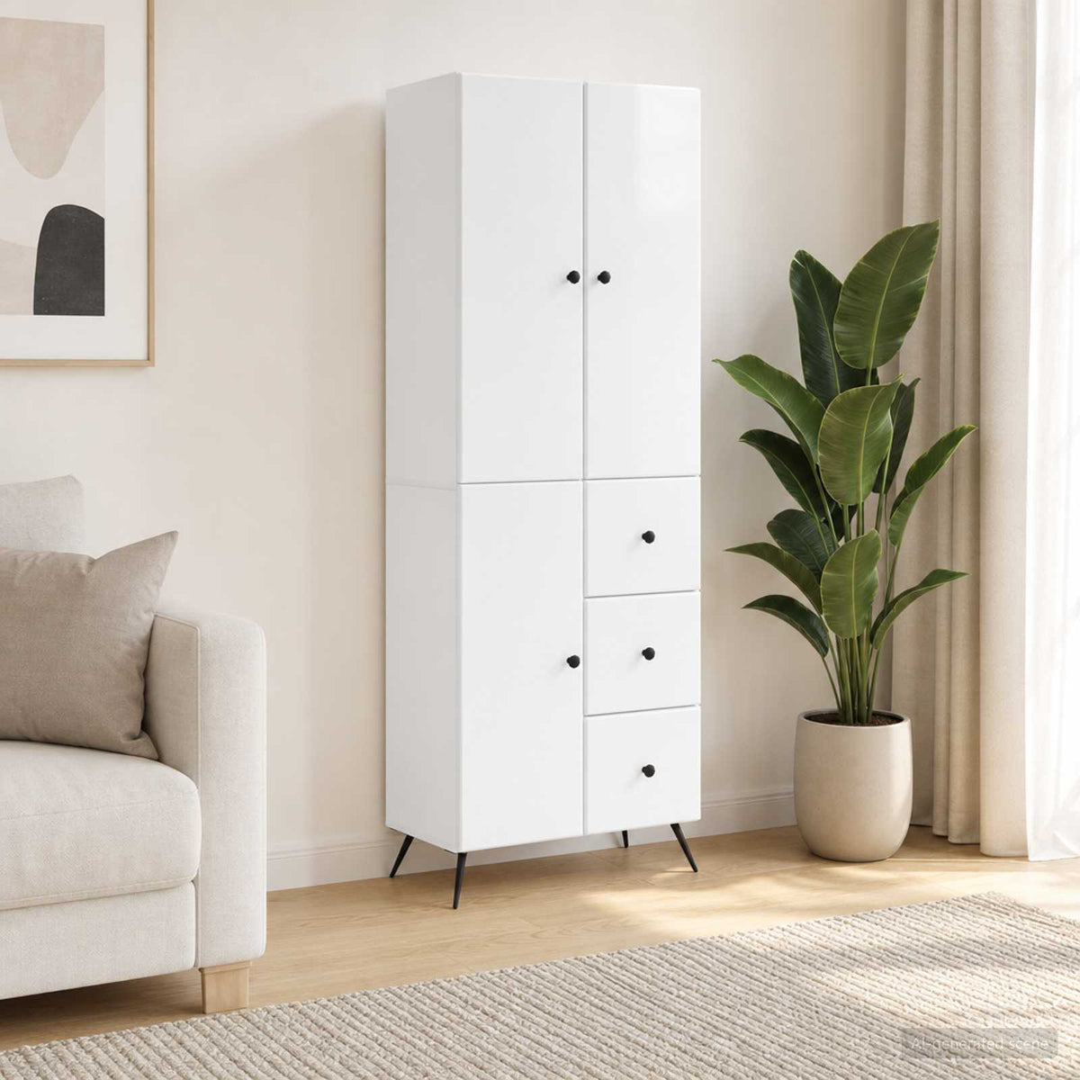 Cabinet Set 2 pcs Engineered Wood High gloss white