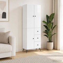 Cabinet Set 2 pcs Engineered Wood High gloss white