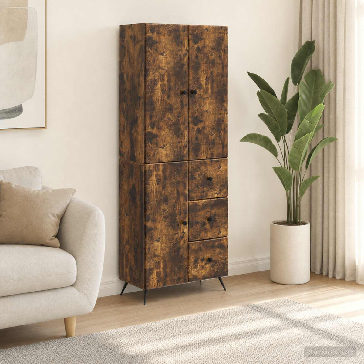 Cabinet Set 2 pcs Engineered Wood Smoked oak