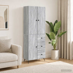 Cabinet Set 2 pcs Engineered Wood Grey sonoma