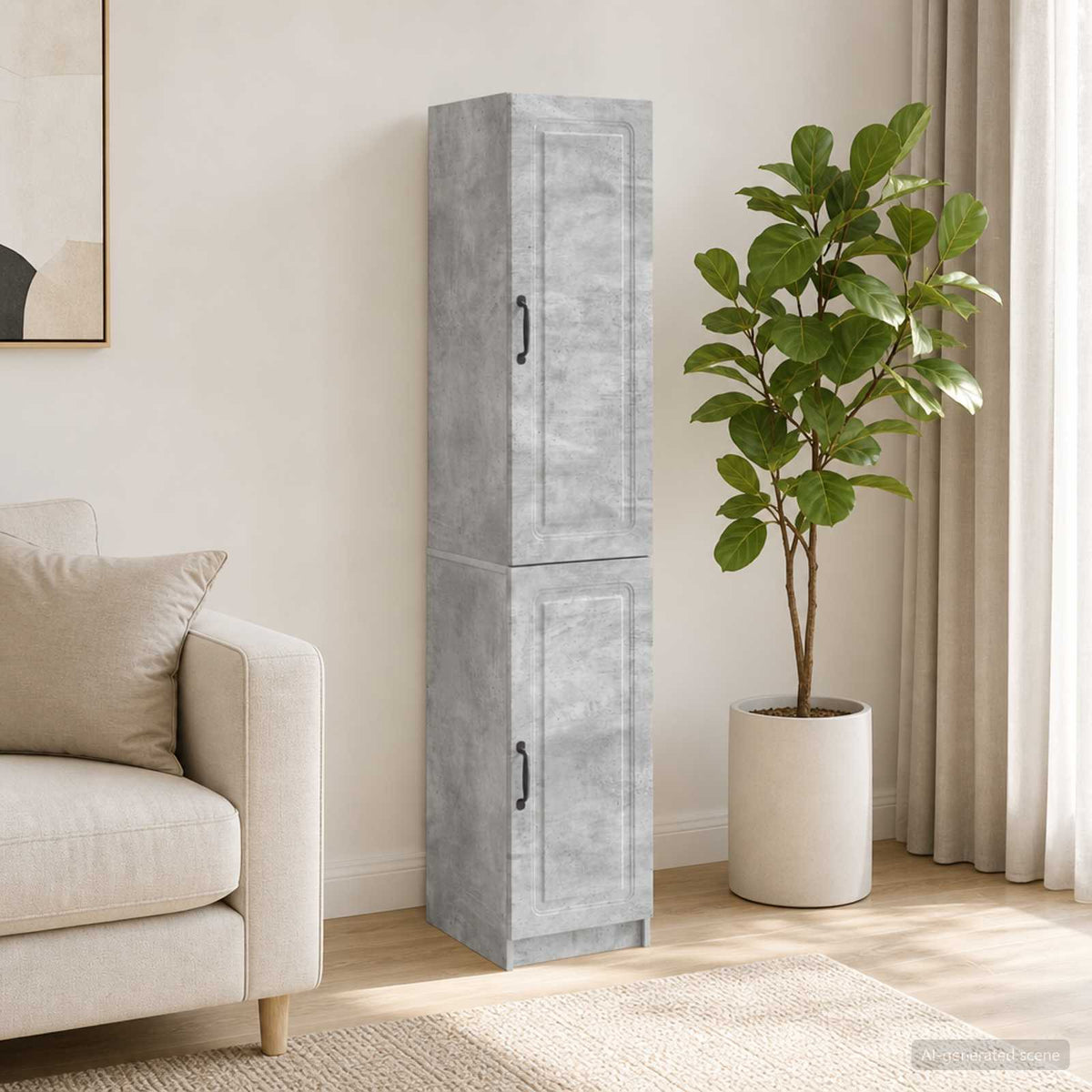 Cabinet Set 2 pcs Engineered Wood Concrete grey