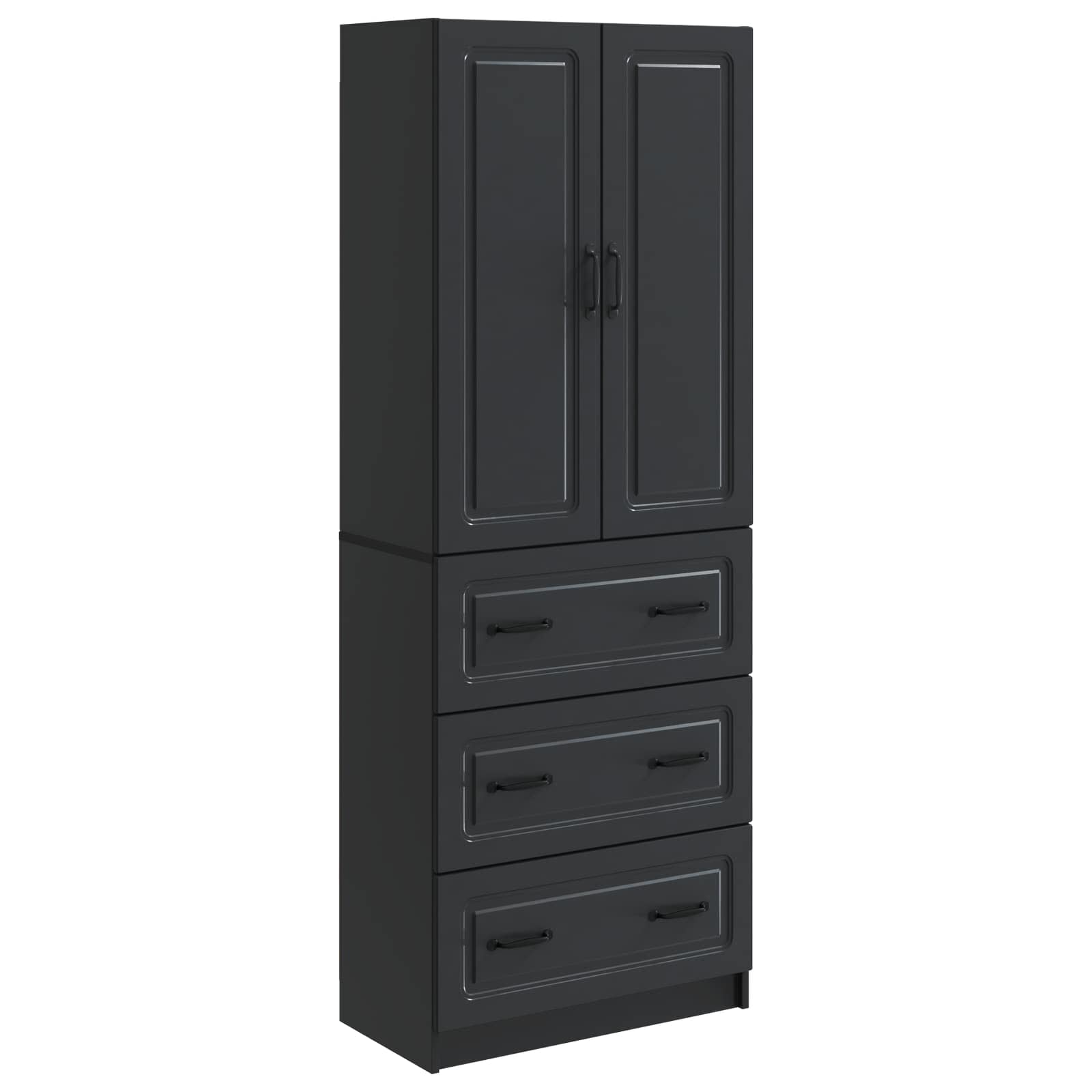 vidaXL Cabinet Set 2 pcs 66 x 34.5 x 87 cm Engineered Wood Black 2