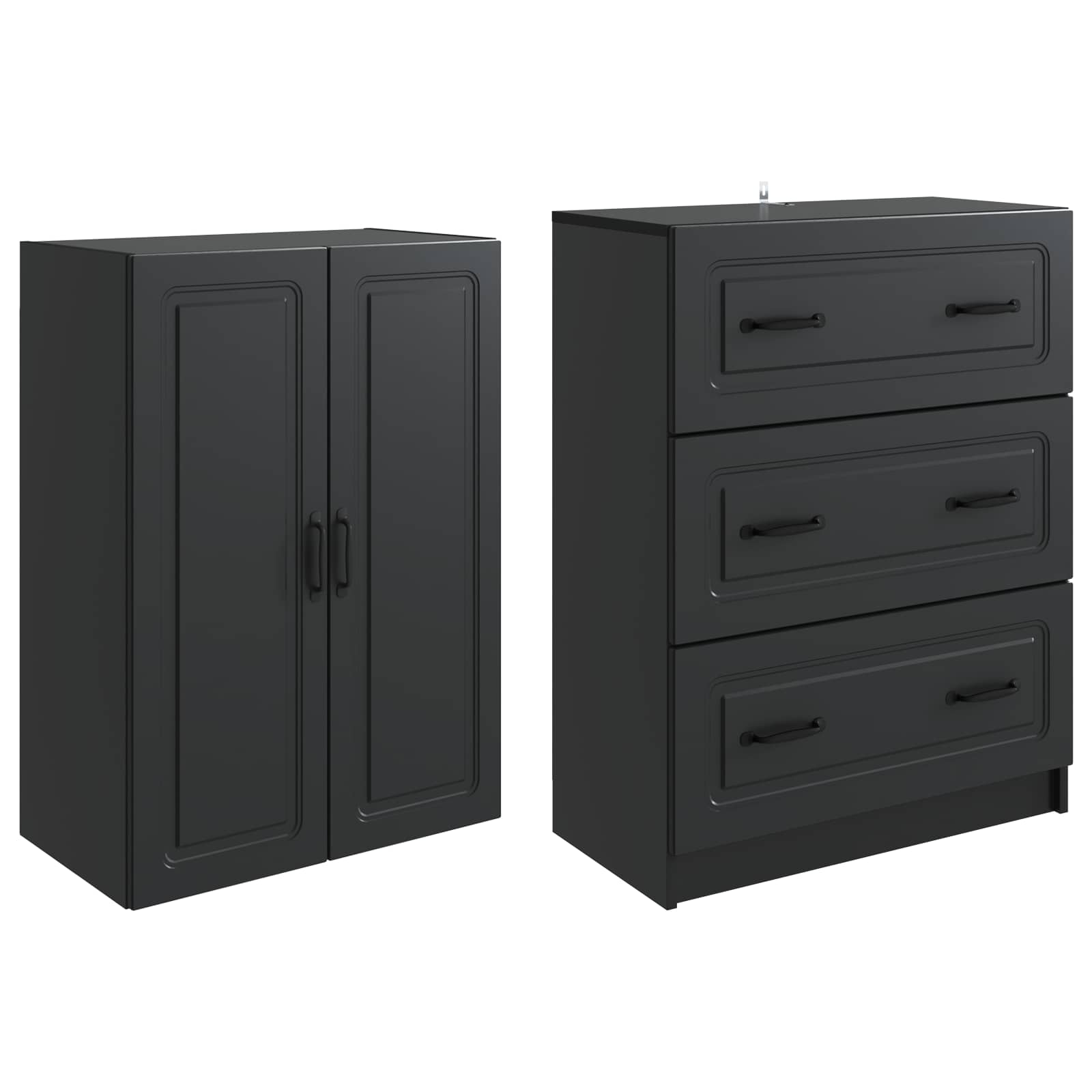 vidaXL Cabinet Set 2 pcs 66 x 34.5 x 87 cm Engineered Wood Black 4