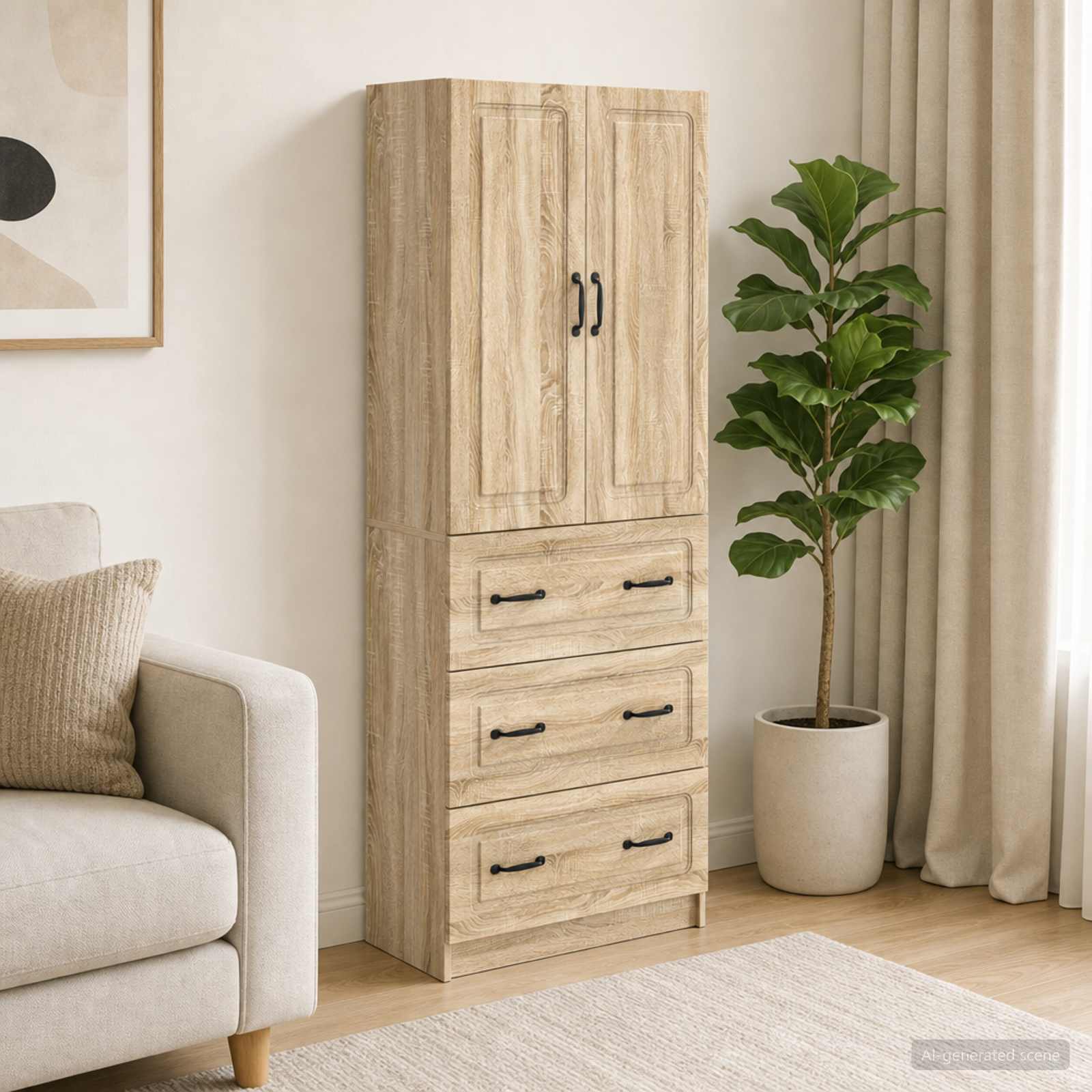 vidaXL Cabinet Set 2 pcs 66 x 34.5 x 87 cm Engineered Wood Sonoma Oak 1
