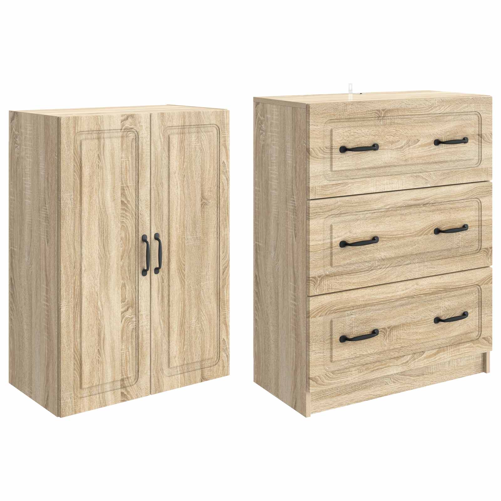 vidaXL Cabinet Set 2 pcs 66 x 34.5 x 87 cm Engineered Wood Sonoma Oak 4