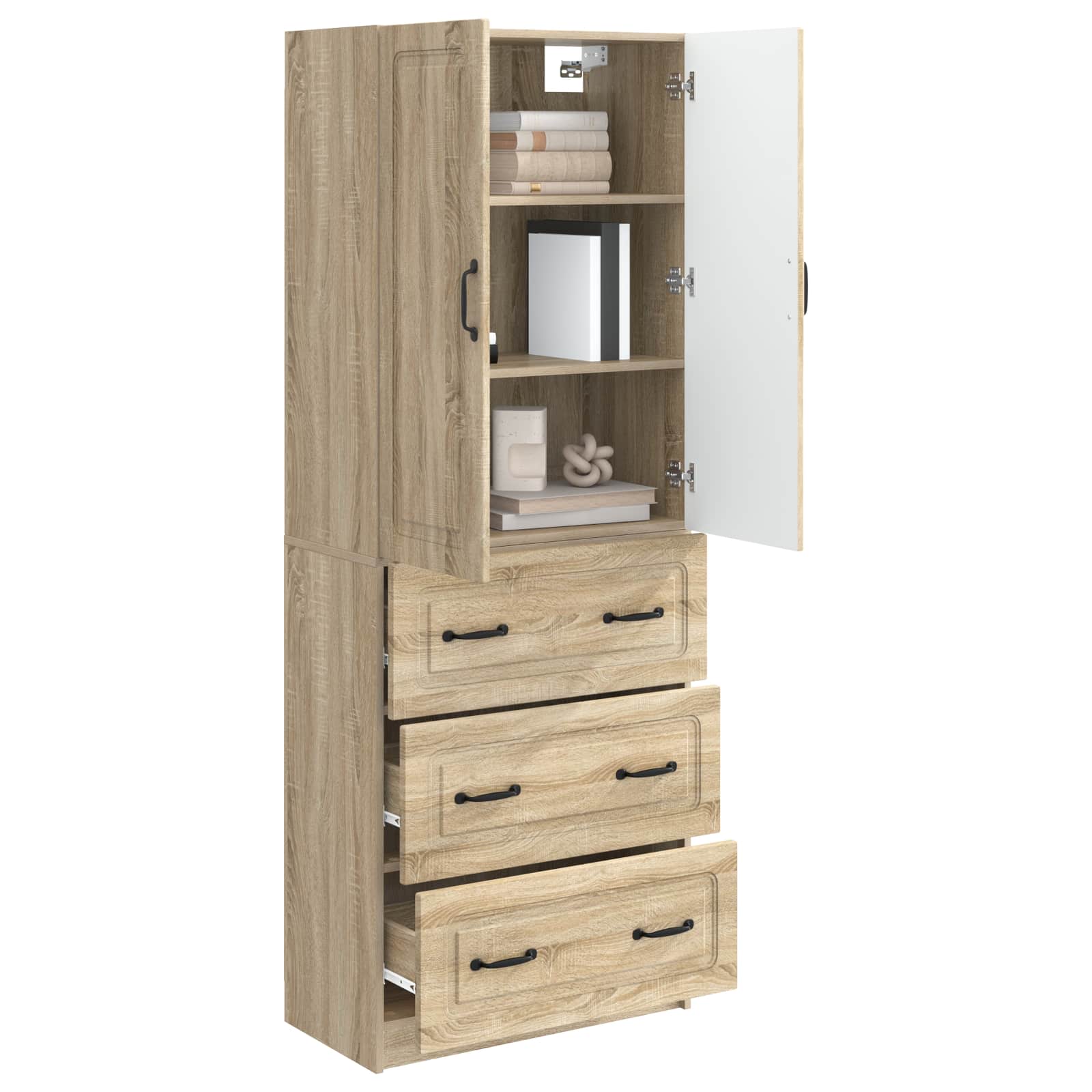 vidaXL Cabinet Set 2 pcs 66 x 34.5 x 87 cm Engineered Wood Sonoma Oak 3