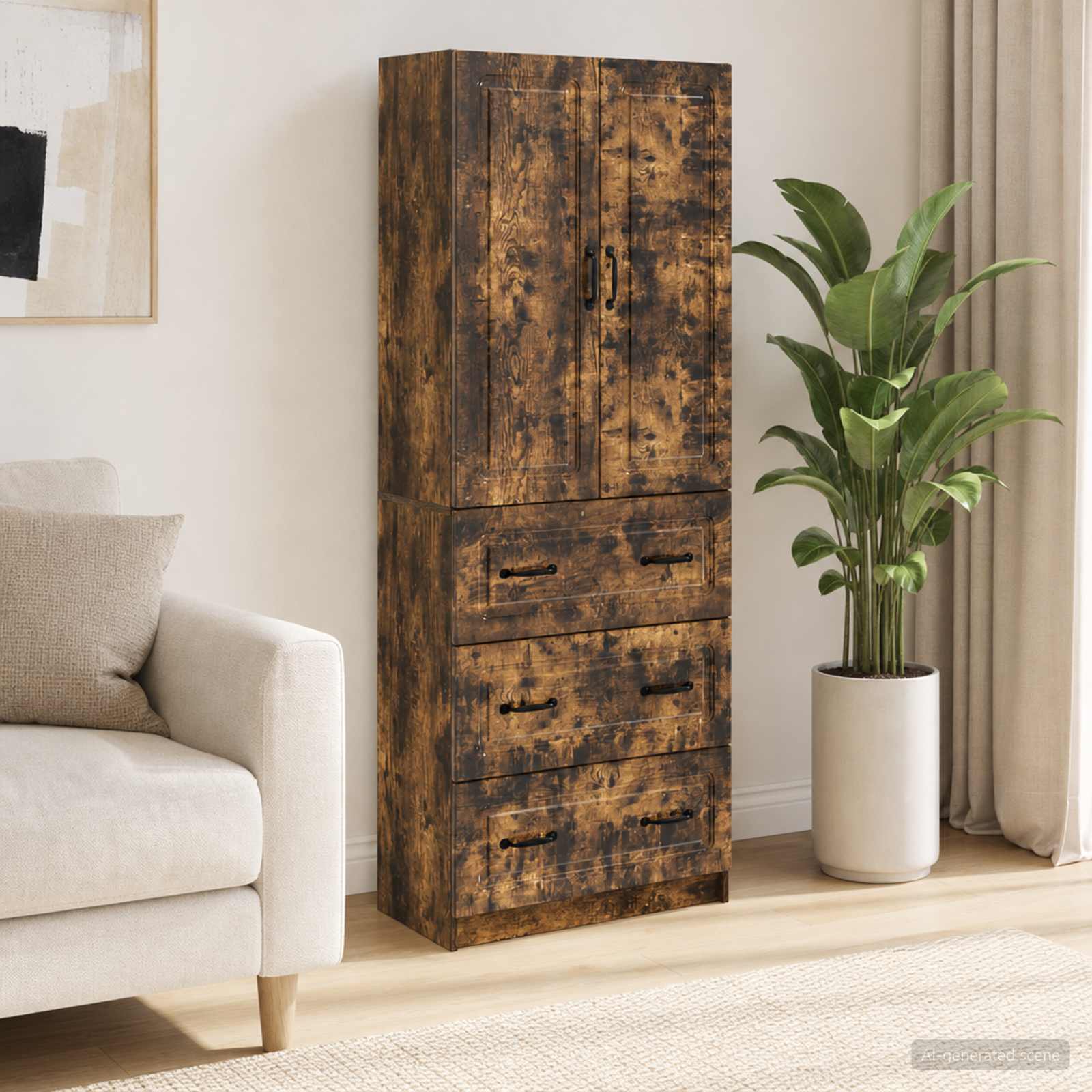 vidaXL Cabinet Set 2 pcs 66 x 34.5 x 87 cm Engineered Wood Smoked Oak 1