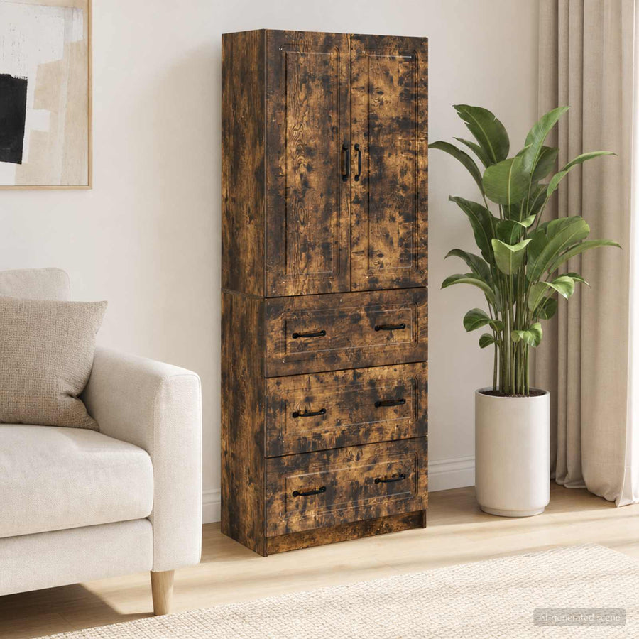vidaXL Cabinet Set 2 pcs 66 x 34.5 x 87 cm Engineered Wood Smoked Oak 1