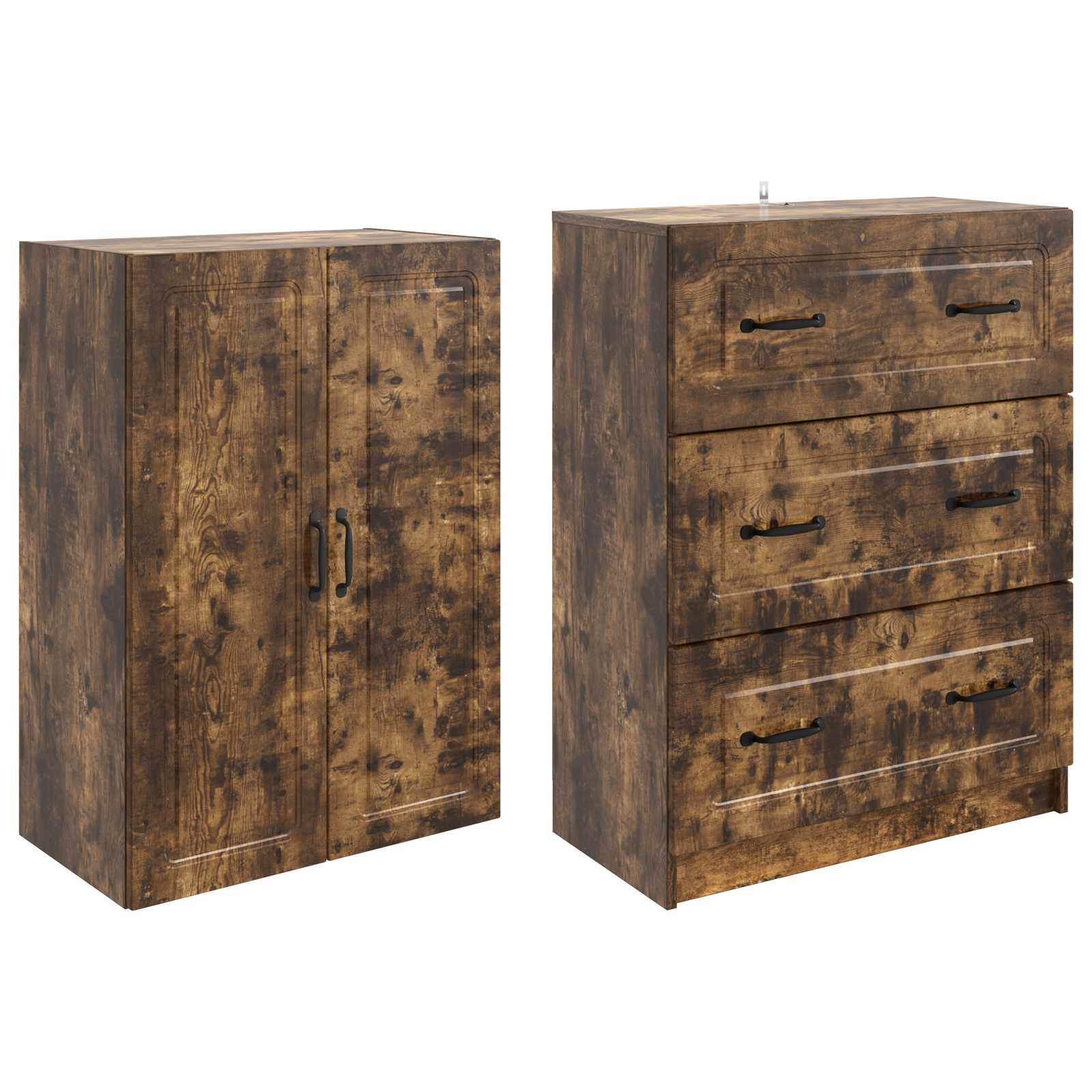 vidaXL Cabinet Set 2 pcs 66 x 34.5 x 87 cm Engineered Wood Smoked Oak 4