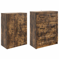 vidaXL Cabinet Set 2 pcs 66 x 34.5 x 87 cm Engineered Wood Smoked Oak 4