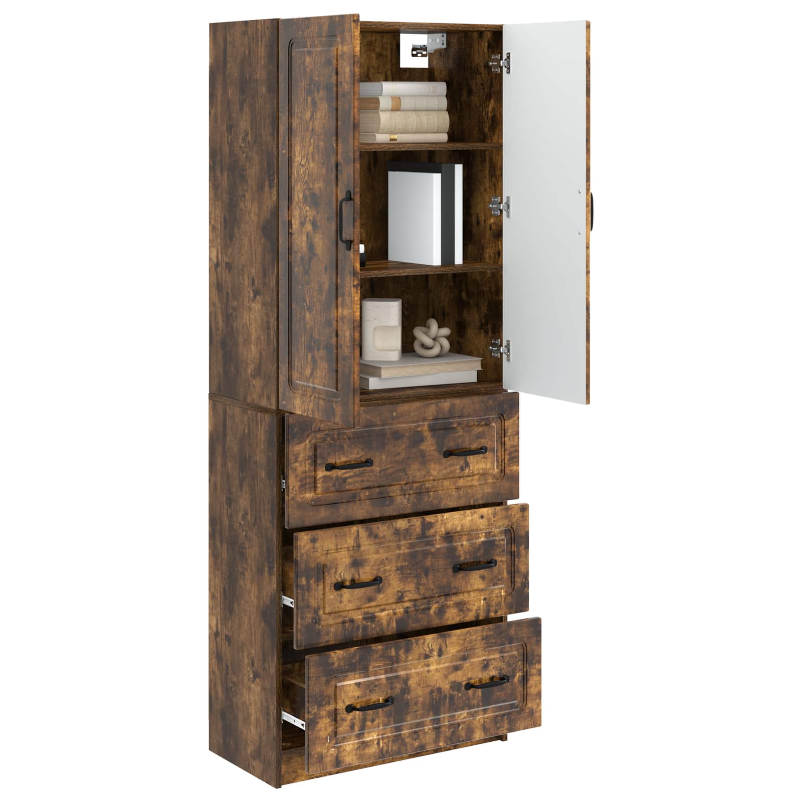 vidaXL Cabinet Set 2 pcs 66 x 34.5 x 87 cm Engineered Wood Smoked Oak 3