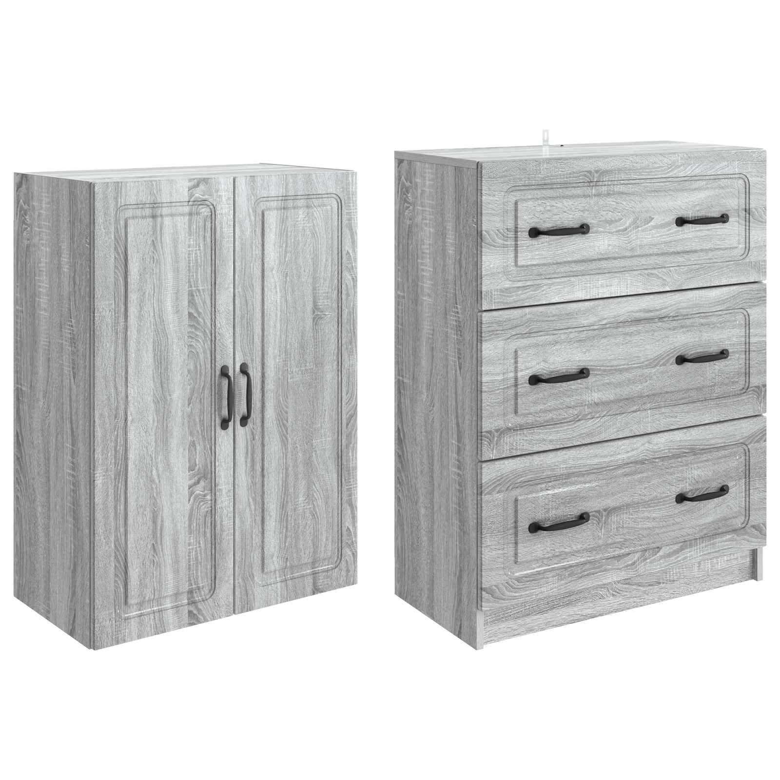 vidaXL Cabinet Set 2 pcs 66 x 34.5 x 87 cm Engineered Wood Grey Sonoma 4