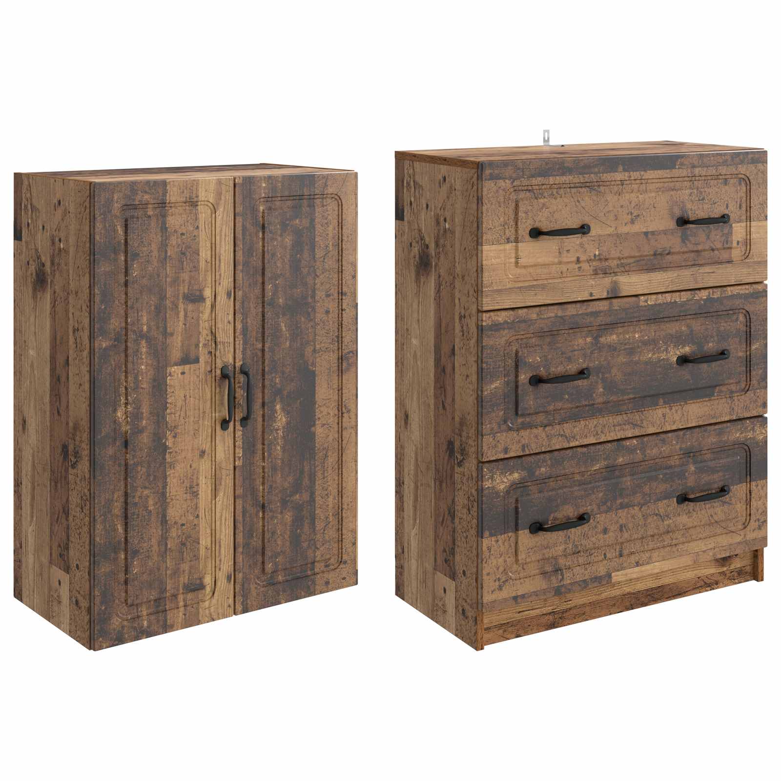 vidaXL Cabinet Set 2 pcs 66 x 34.5 x 87 cm Engineered Wood Old Wood 4