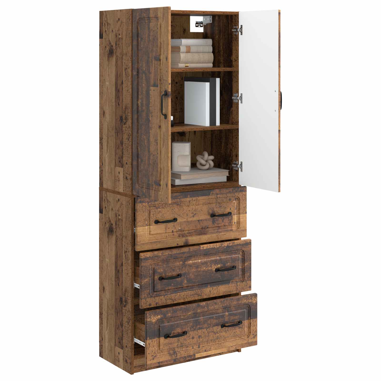 vidaXL Cabinet Set 2 pcs 66 x 34.5 x 87 cm Engineered Wood Old Wood 3