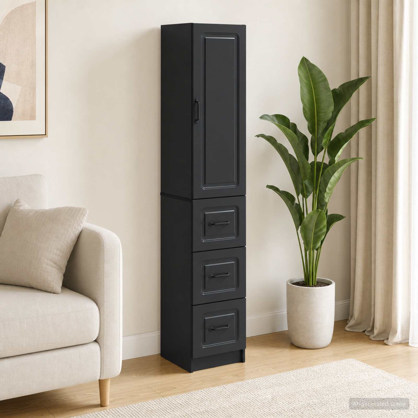 vidaXL Cabinet Set 2 pcs 33 x 34.5 x 87 cm Engineered Wood Black 1