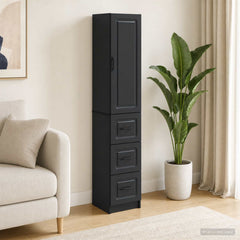 vidaXL Cabinet Set 2 pcs 33 x 34.5 x 87 cm Engineered Wood Black 1