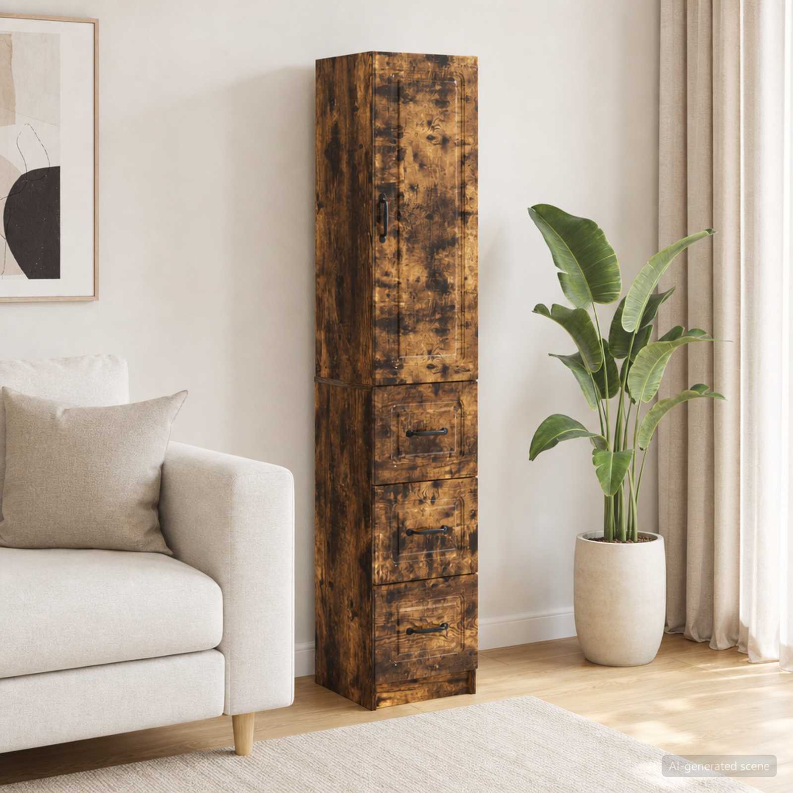 vidaXL Cabinet Set 2 pcs 33 x 34.5 x 87 cm Engineered Wood Smoked Oak 1