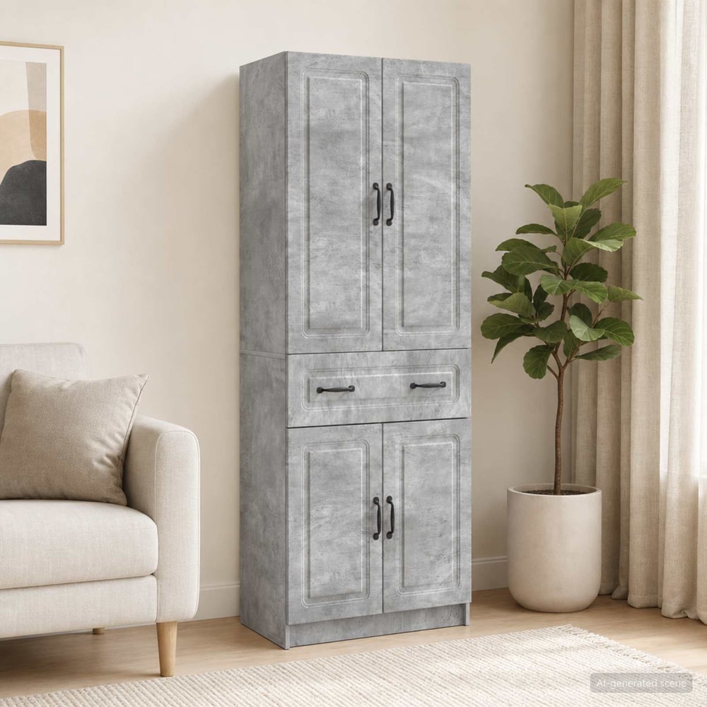 Cabinet Set 2 pcs Engineered Wood Concrete grey
