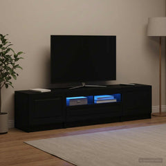 LED TV Cabinet UTRECHT 3 pcs Engineered Wood Black 81 cm