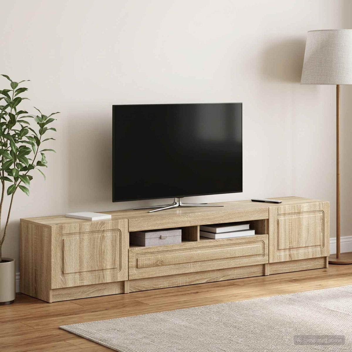 LED TV Cabinet UTRECHT 3 pcs Engineered Wood Sonoma oak 100 cm