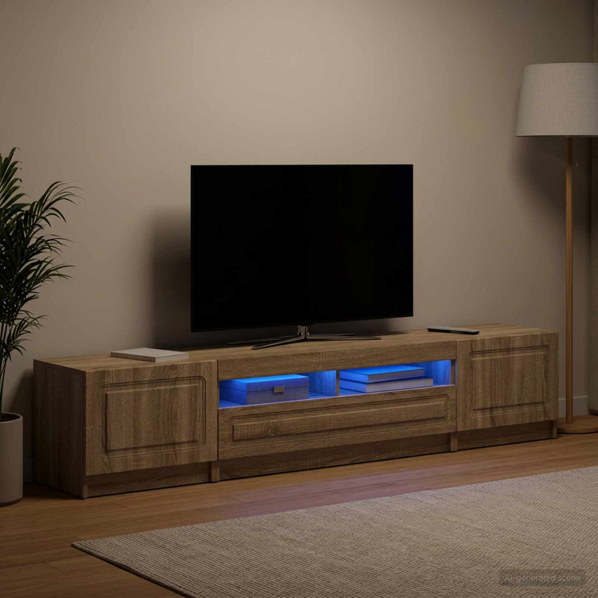 LED TV Cabinet UTRECHT 3 pcs Engineered Wood Sonoma oak 100 cm