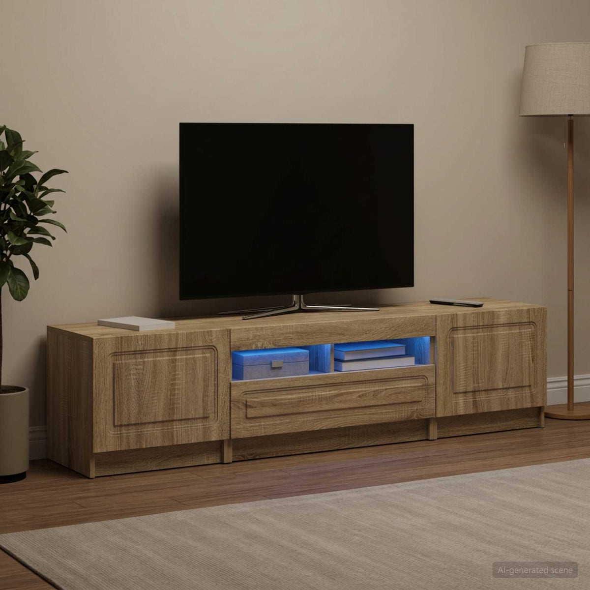 LED TV Cabinet UTRECHT 3 pcs Engineered Wood Sonoma oak 81 cm